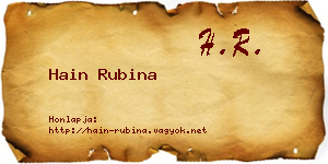 Hain Rubina névjegykártya